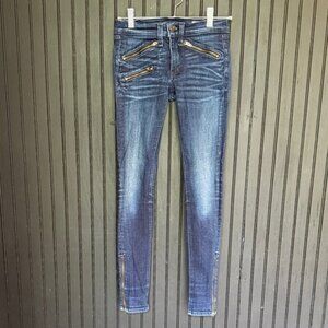 rag & bone Blue Skinny Jeans with Zipper Accents